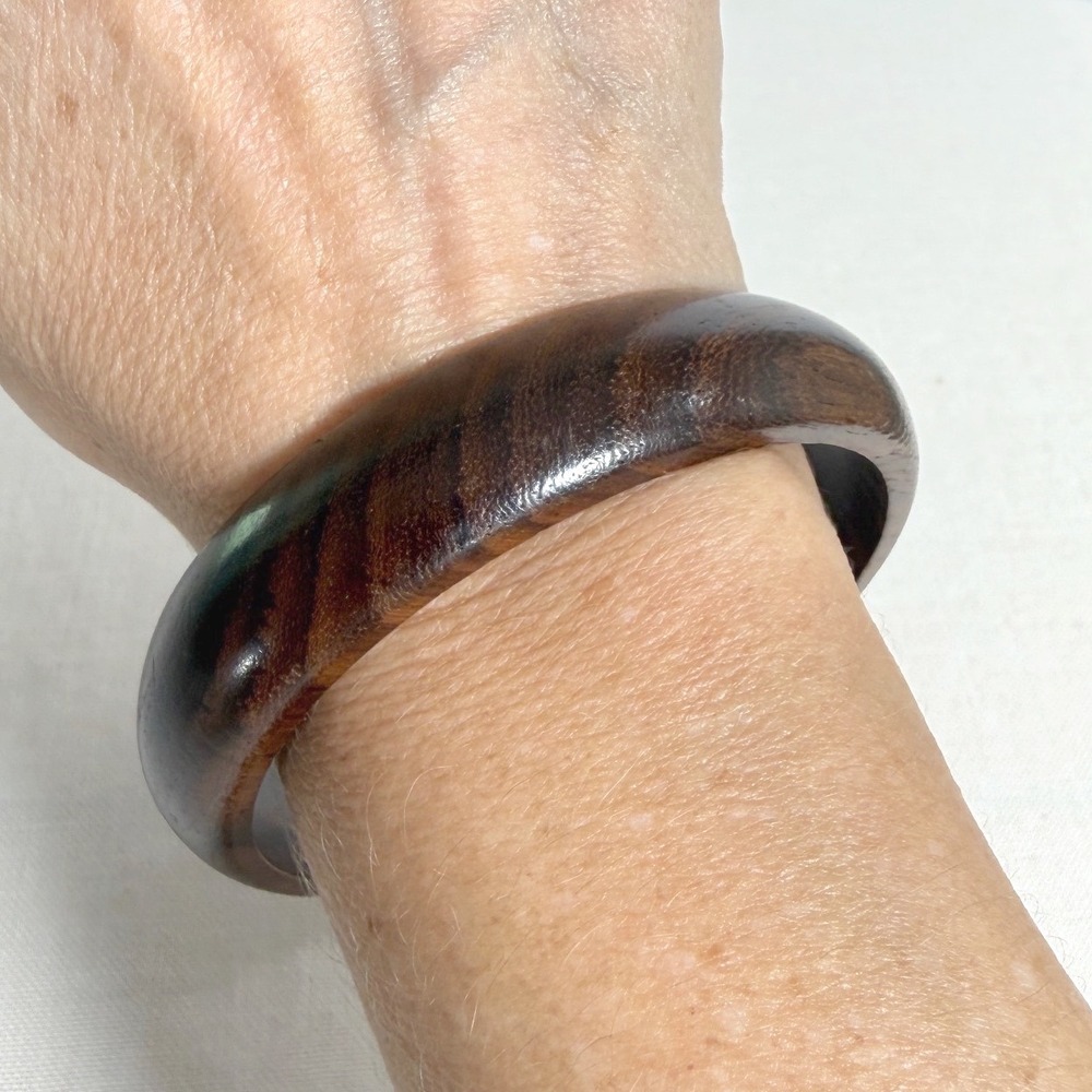 Wood Bangle Bracelet Dark Brown Boho Natural Earthy Fall Jewelry